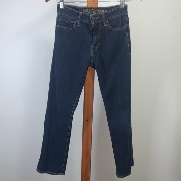 Straight Leg Dark Wash Denim - American Eagle Original Active Flex Vintage Jeans - Picture 3 of 7